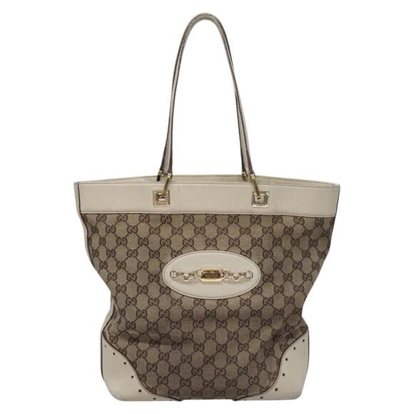 GUCCI GG Canvas Tote Bag Beige Gold - Picture 2 of 16